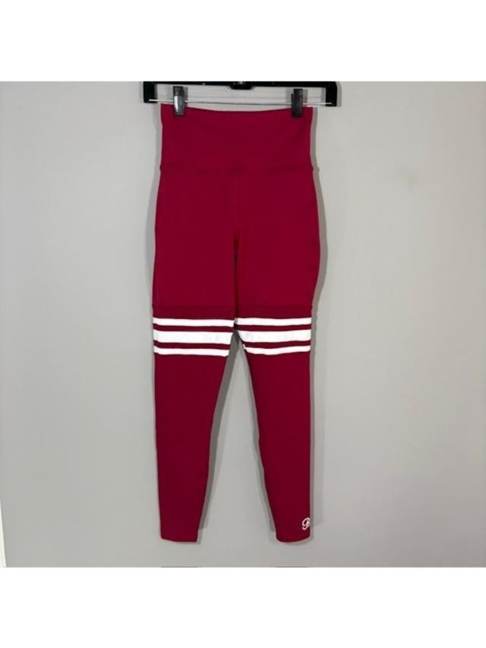 Bombshell Sportswear Leggings Womens S Red White Striped High Rise Ankle Pants